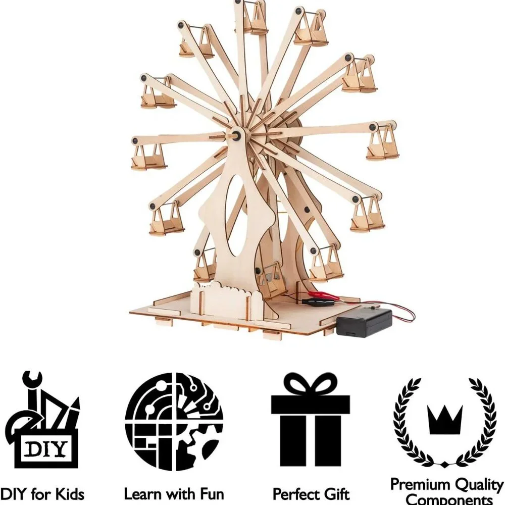 Wooden Ferris Wheel DIY 3D Puzzle Craft Kit STEM PROJECT Construction Toy Set